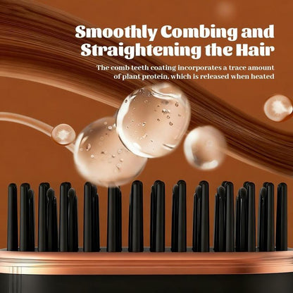 Mini Straightener, Rechargeable Portable Hair Straightener Brush, Fast Heating Hot Comb for Home Travel Gift, anti Scald Shell, Lightweight and Portable, 3-Speed Temperature Control