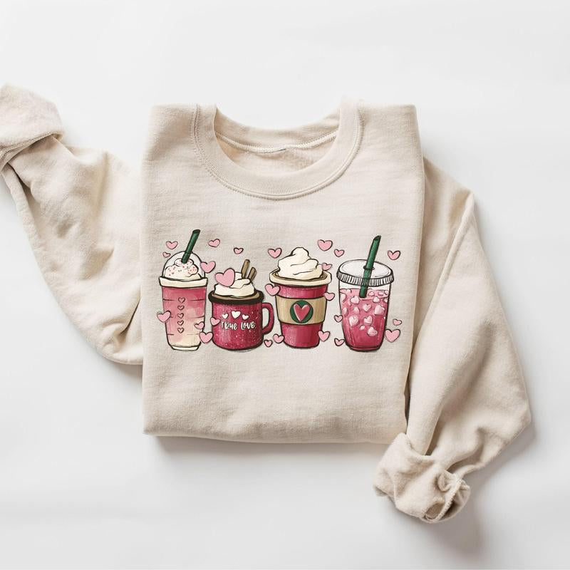 Womens Valentines Day Sweatshirt, Valentine Coffee Sweatshirt, Womens Valentines Day Sweater, Valentines Day Shirt, Valentines Sweater