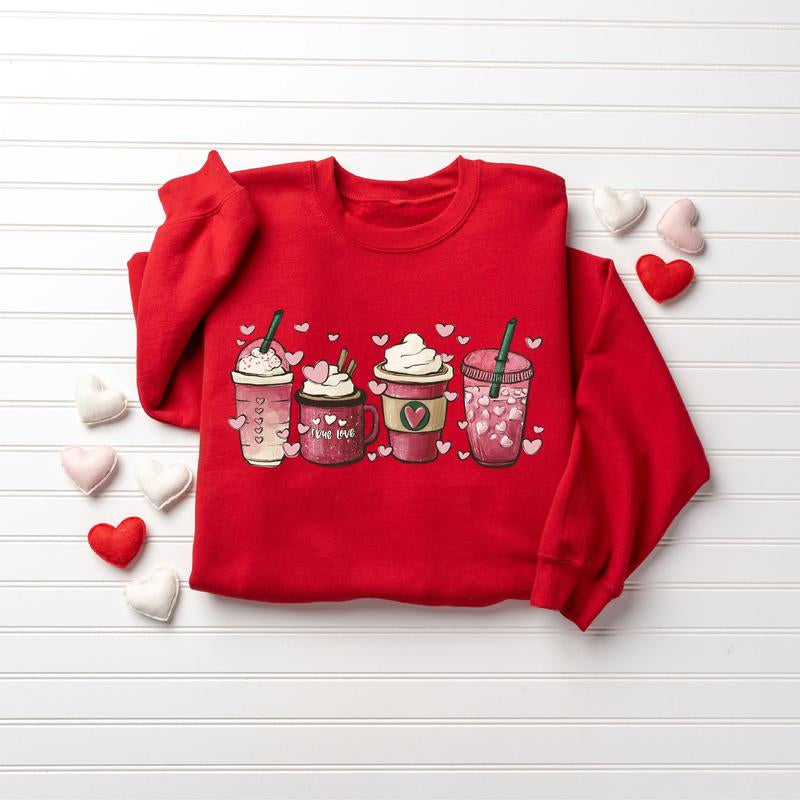 Womens Valentines Day Sweatshirt, Valentine Coffee Sweatshirt, Womens Valentines Day Sweater, Valentines Day Shirt, Valentines Sweater