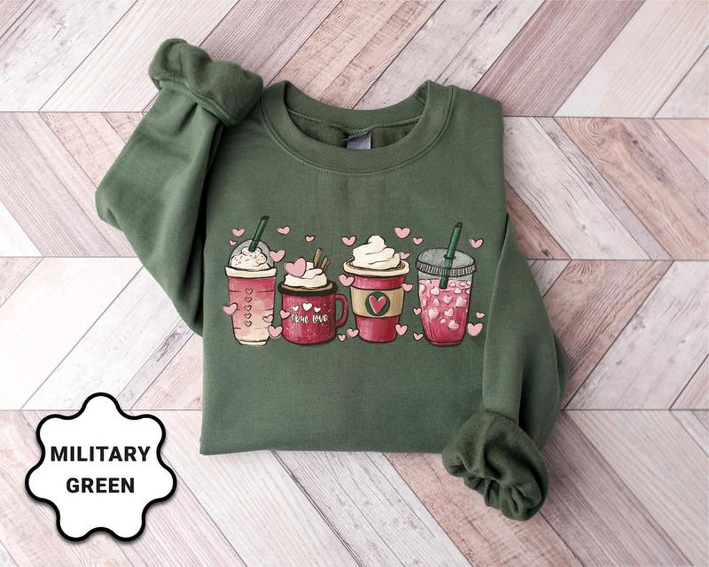 Womens Valentines Day Sweatshirt, Valentine Coffee Sweatshirt, Womens Valentines Day Sweater, Valentines Day Shirt, Valentines Sweater