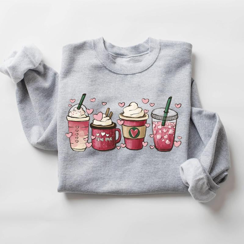 Womens Valentines Day Sweatshirt, Valentine Coffee Sweatshirt, Womens Valentines Day Sweater, Valentines Day Shirt, Valentines Sweater