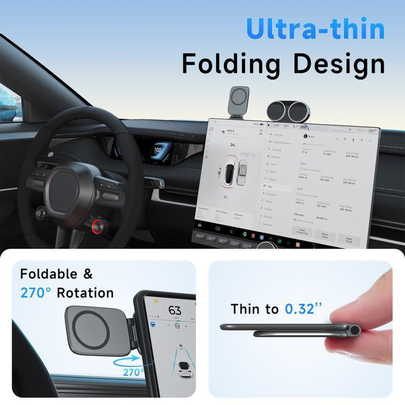 Car Phone Mount 2026 New Model Automotive Foldable Magnetic Navigation Tesla Vehicle Universal Anti-Shake Support Stand