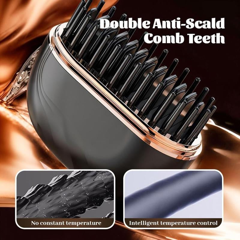 Mini Straightener, Rechargeable Portable Hair Straightener Brush, Fast Heating Hot Comb for Home Travel Gift, anti Scald Shell, Lightweight and Portable, 3-Speed Temperature Control