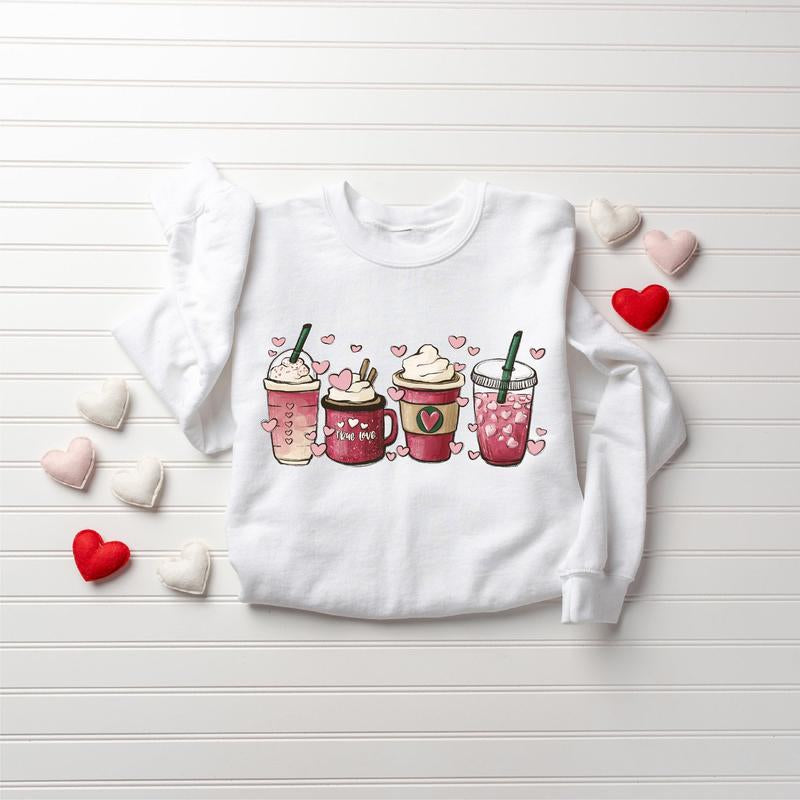 Womens Valentines Day Sweatshirt, Valentine Coffee Sweatshirt, Womens Valentines Day Sweater, Valentines Day Shirt, Valentines Sweater