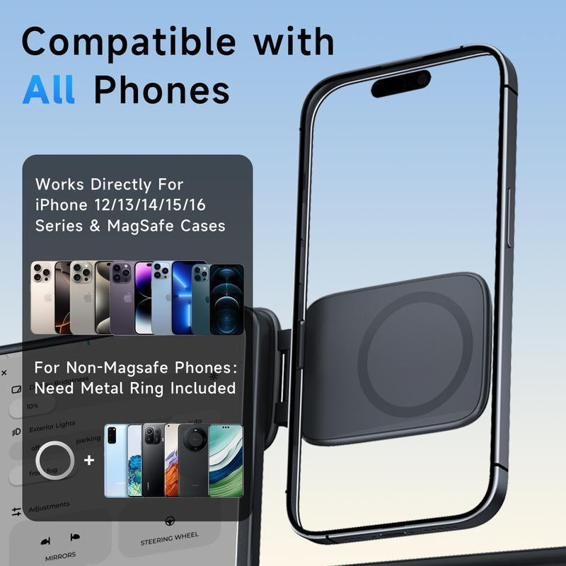 Car Phone Mount 2026 New Model Automotive Foldable Magnetic Navigation Tesla Vehicle Universal Anti-Shake Support Stand