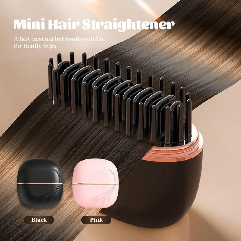 Mini Straightener, Rechargeable Portable Hair Straightener Brush, Fast Heating Hot Comb for Home Travel Gift, anti Scald Shell, Lightweight and Portable, 3-Speed Temperature Control