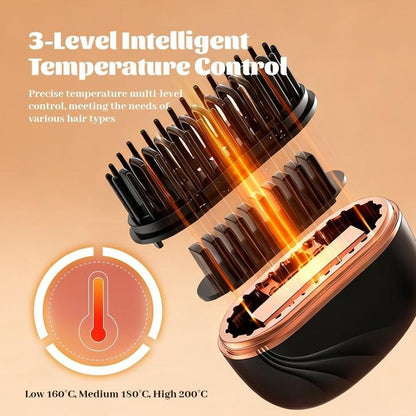 Mini Straightener, Rechargeable Portable Hair Straightener Brush, Fast Heating Hot Comb for Home Travel Gift, anti Scald Shell, Lightweight and Portable, 3-Speed Temperature Control