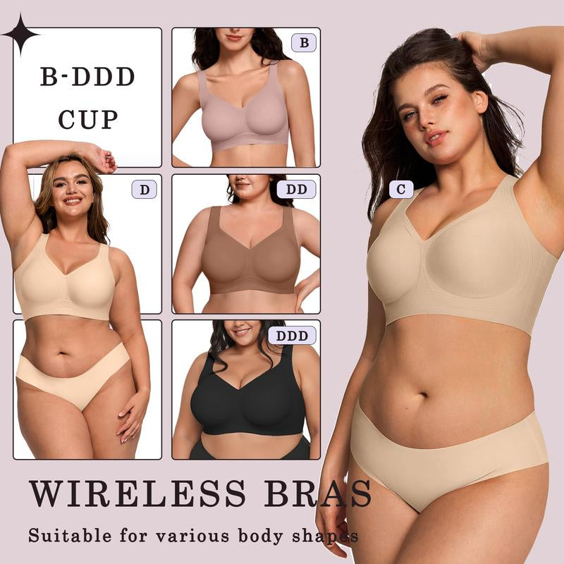 OEAK Women Jelly Bras Wirefree Full Coverage No Underwire Everyday Bras Comfortable Wireless Padded Tshirt Bra