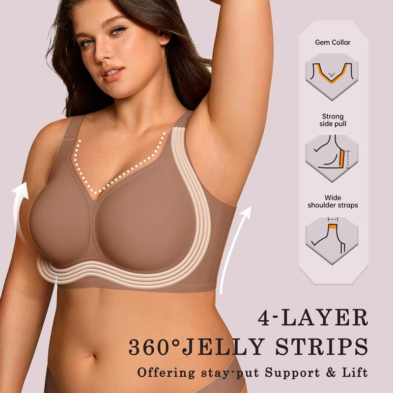 OEAK Women Jelly Bras Wirefree Full Coverage No Underwire Everyday Bras Comfortable Wireless Padded Tshirt Bra