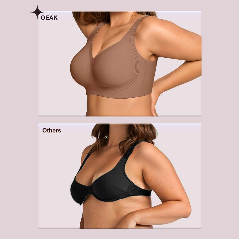 OEAK Women Jelly Bras Wirefree Full Coverage No Underwire Everyday Bras Comfortable Wireless Padded Tshirt Bra