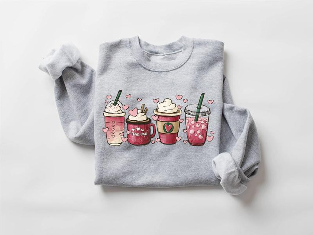 Womens Valentines Day Sweatshirt, Valentine Coffee Sweatshirt, Womens Valentines Day Sweater, Valentines Day Shirt, Valentines Sweater