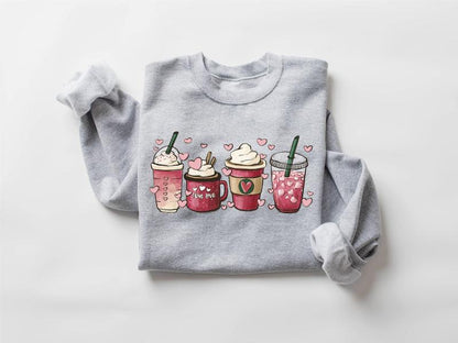 Womens Valentines Day Sweatshirt, Valentine Coffee Sweatshirt, Womens Valentines Day Sweater, Valentines Day Shirt, Valentines Sweater