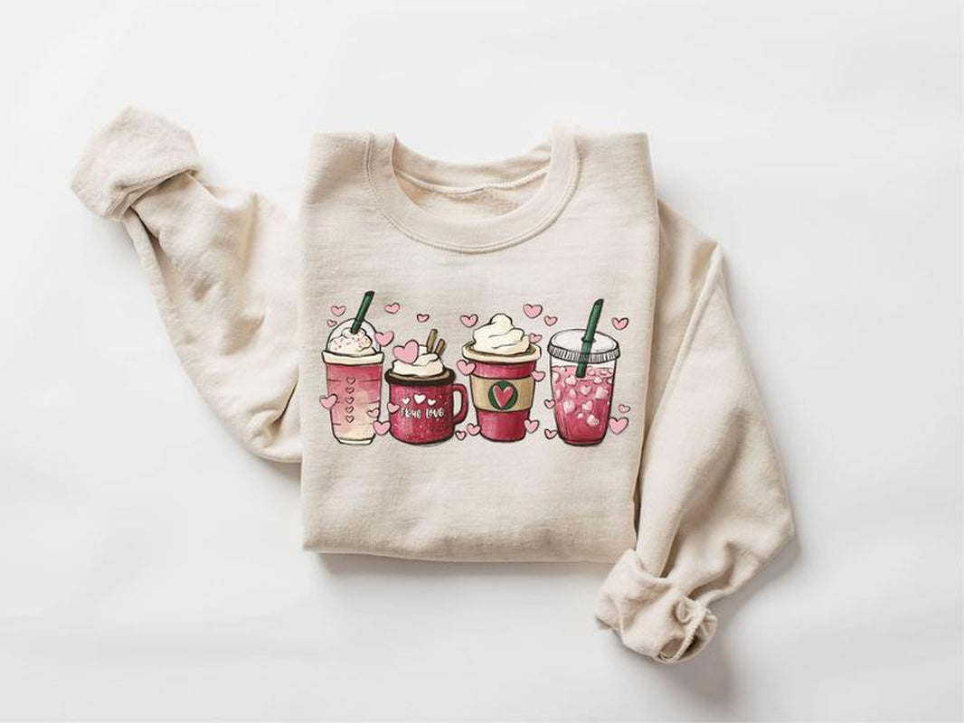 Womens Valentines Day Sweatshirt, Valentine Coffee Sweatshirt, Womens Valentines Day Sweater, Valentines Day Shirt, Valentines Sweater